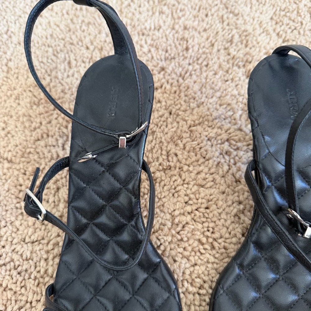 Abra Black Western Buckle Kitten Heeled Sandals - Picture 3 of 7